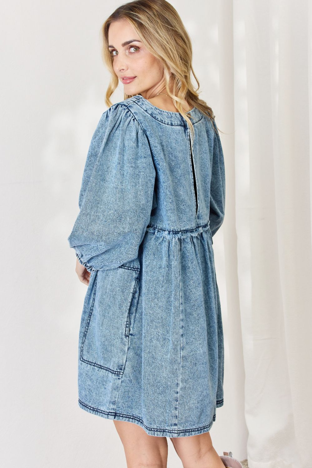 HEYSON Full Size Oversized Denim Babydoll Dress