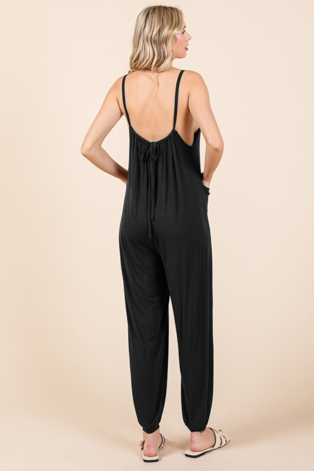 Culture Code Full Size Plunge Sleeveless Jumpsuit with Pockets