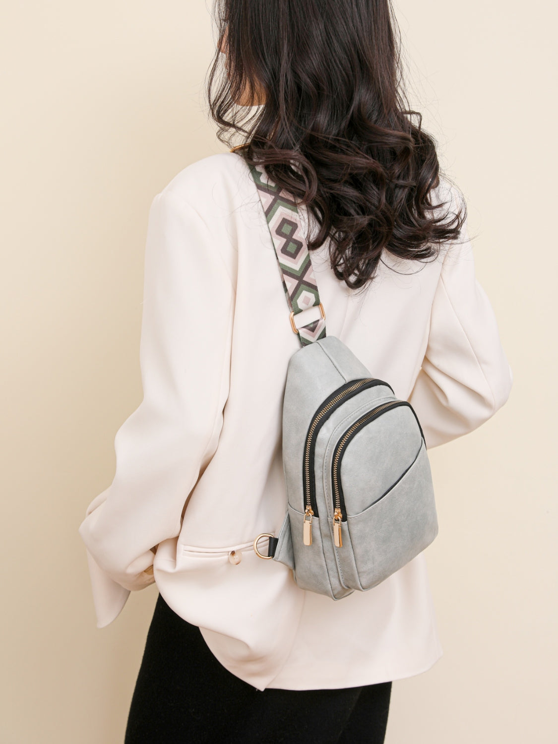 PU Leather Adjustable Strap Sling Bag