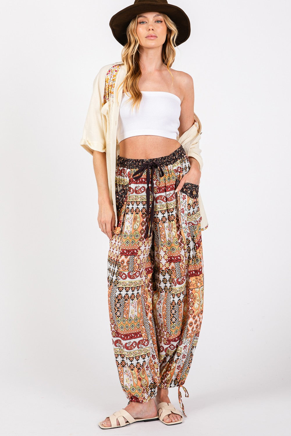 SAGE + FIG High-Rise Balloon Bohemian Print Pants